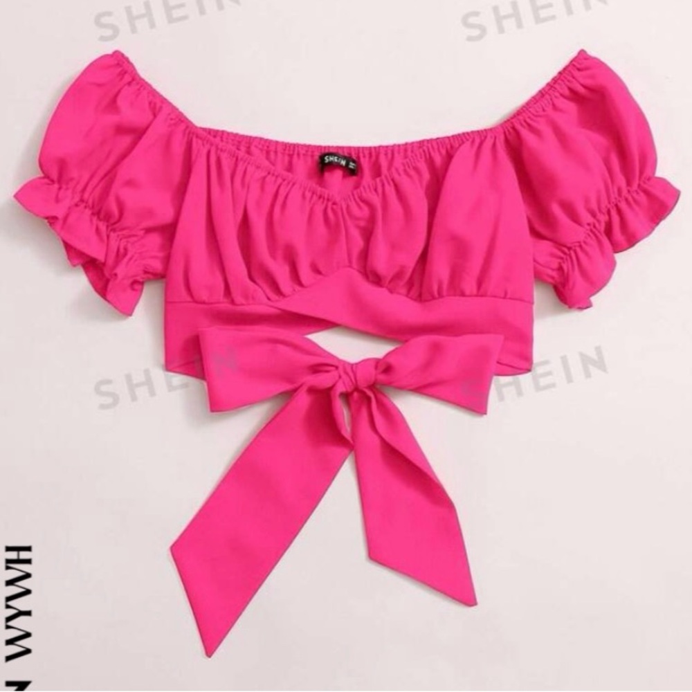 Shein pink crop top